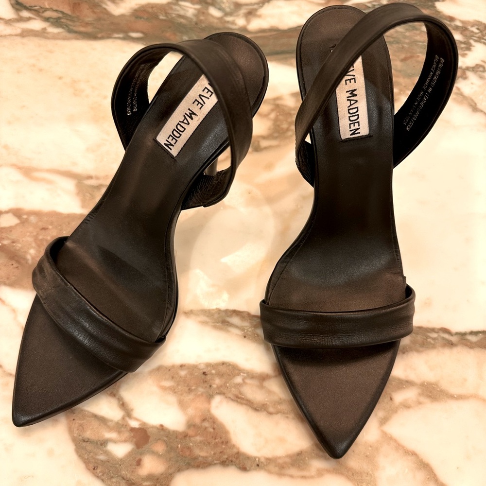 Steve Madden black sling back heels pointed toe 9 NWOT NEVER WORN Batali